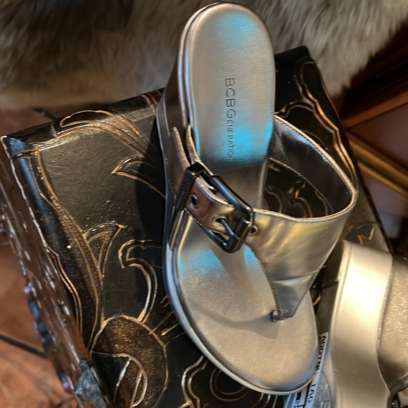 BCBGeneration Shoes - This BCBGeneration Wedge is Silver with a Pewter color combination. 6.5 M